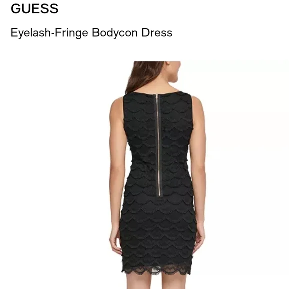 Guess Lace Fringe Black Bodycon Dress - Size 6 - Picture 16 of 16